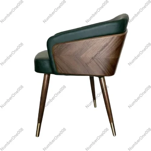 Modern Leisure Dining Chair Simple Creative Nordic Home Furniture Solid Wood Leather Art Backrest Stool