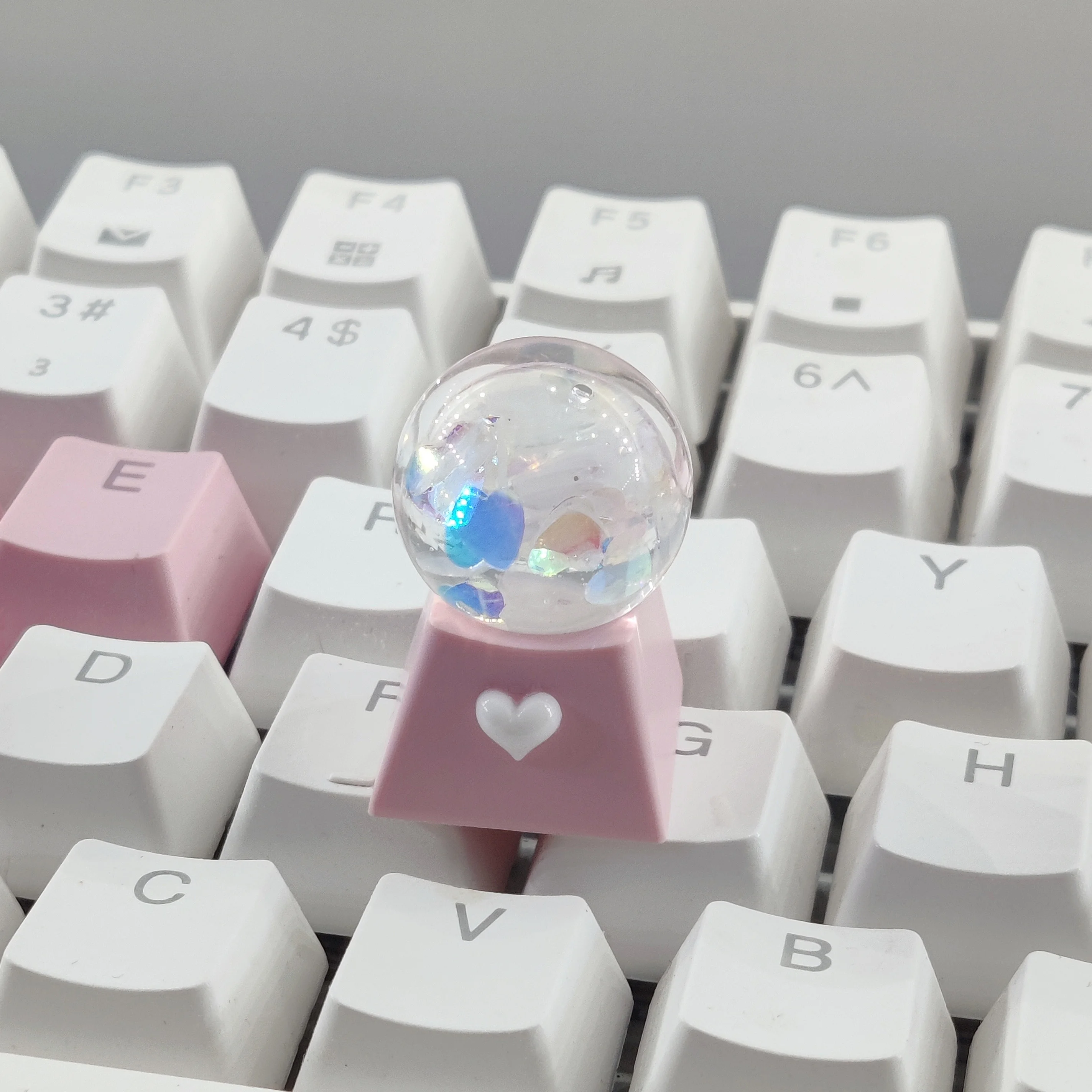 لوحة مفاتيح ميكانيكية على شكل قلب, الصليب الوردي, كرة كريستال, ملحق واستبدال, مفتاح واحد, هدية الفتاة #2