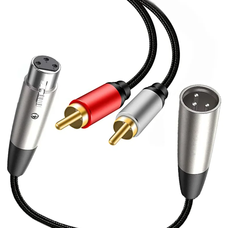 

3Pin XLR to Dual RCA Y Splitter Patch Cable 2RCA to XLR Male/Female Stereo Audio Interconnect Cable for Microphone Speaker Mixer