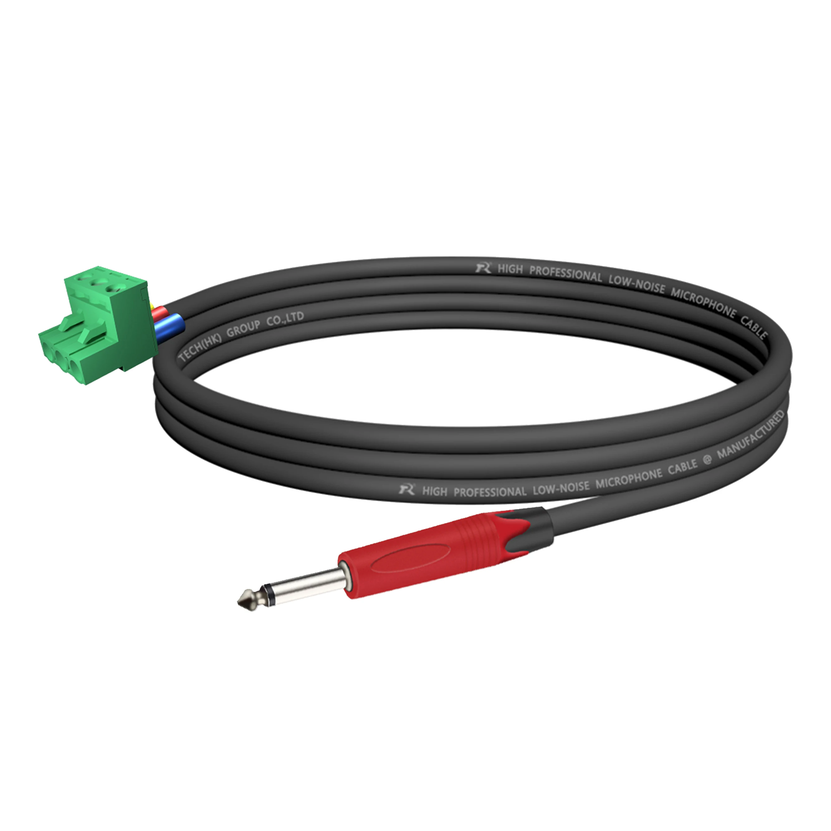 Professionelles 6,35/6,5 mm (1/4 Zoll) TS-Mono-Stecker auf 3-poligen 5,08 mm Phoenix-Stecker-Kabel, symmetrische Audiosignalübertragung – Detail 8