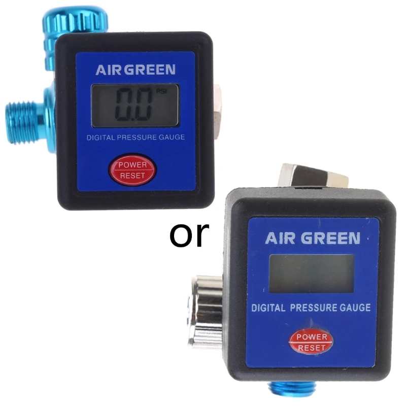 F92C Digital Pressure Regulator Air Gauge with Locking Adjustment for Valve Suitable for Spray-Gun Paint-Gun PSI BAR Kpa KG/C