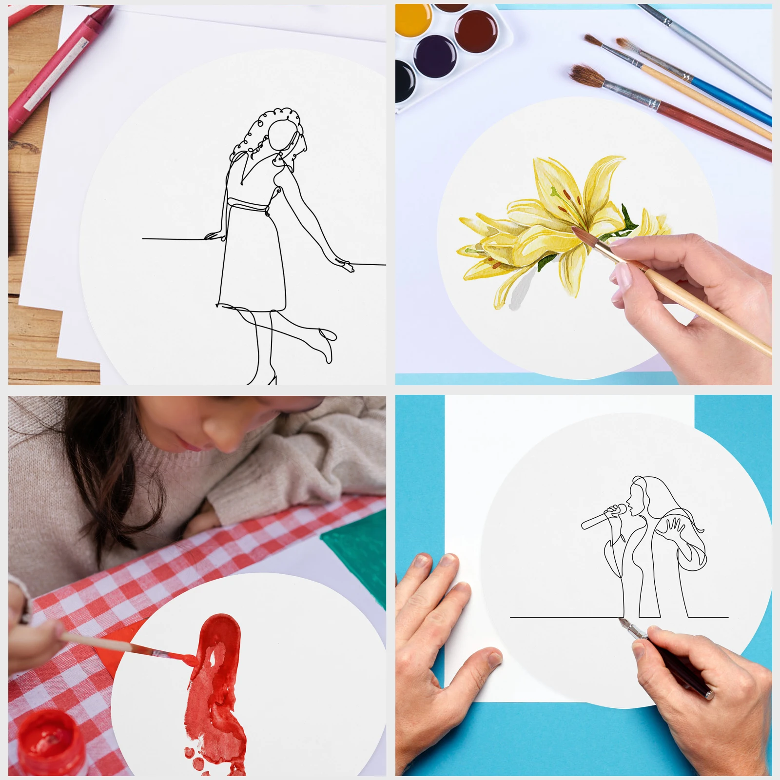 

40 Sheets Round Painting Cardboard Durable Art Paper Acrylic Oil Paints Drawing Hardboards Craft DIY Decorations Poster Sheets