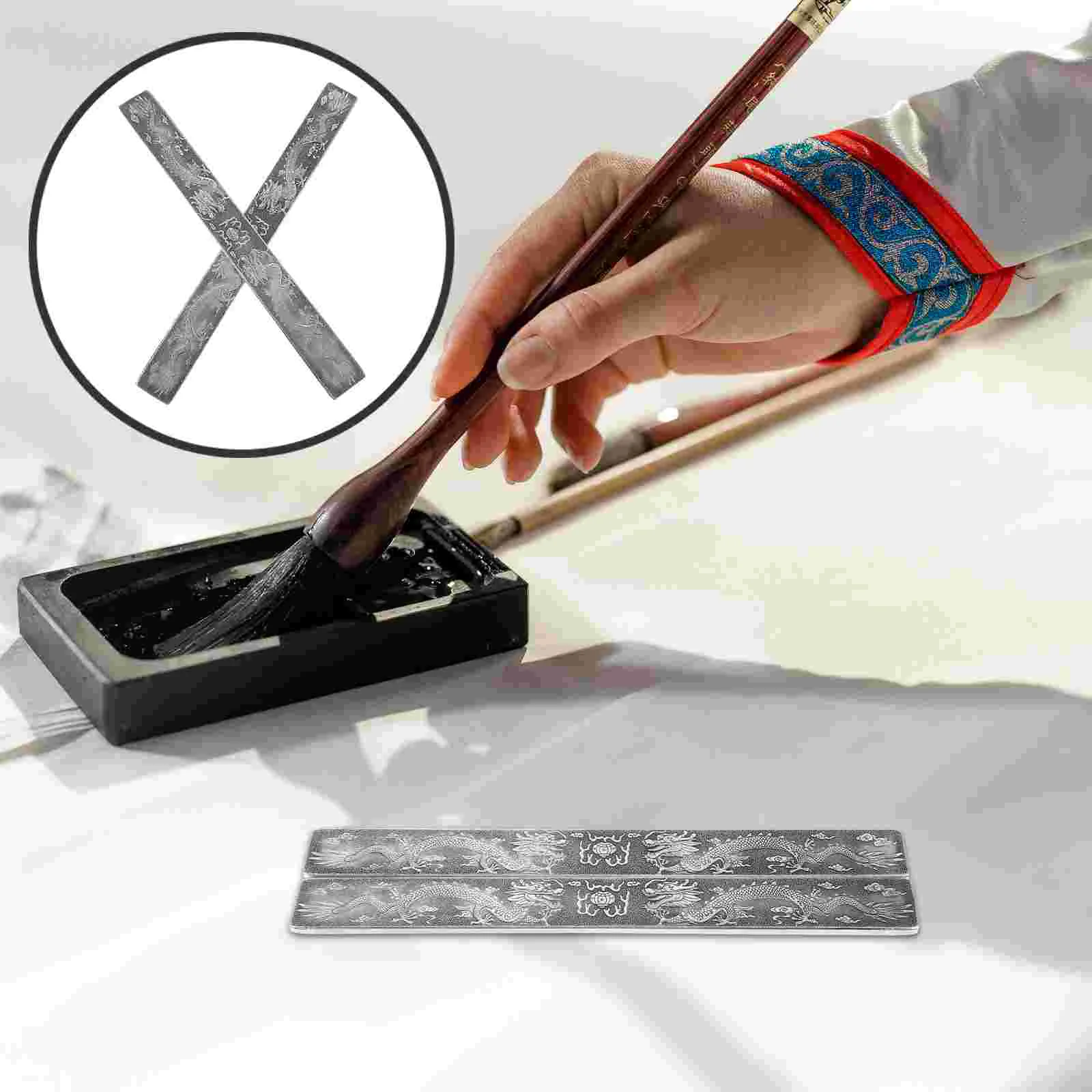 Penne Pressure Righello Vintage Argento Carta Peso Riso per Decorazione Decoupage