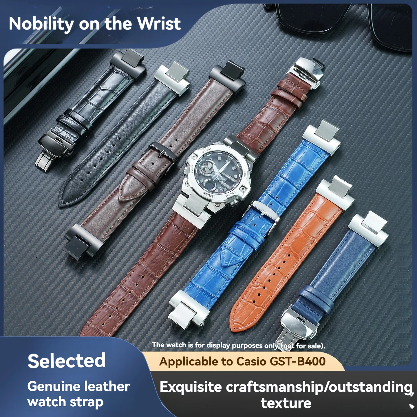 GST-B400 Genuine leather strap for Casio modified and upgraded first layer cowhide GST-B400 convex watch with accessories 14mm