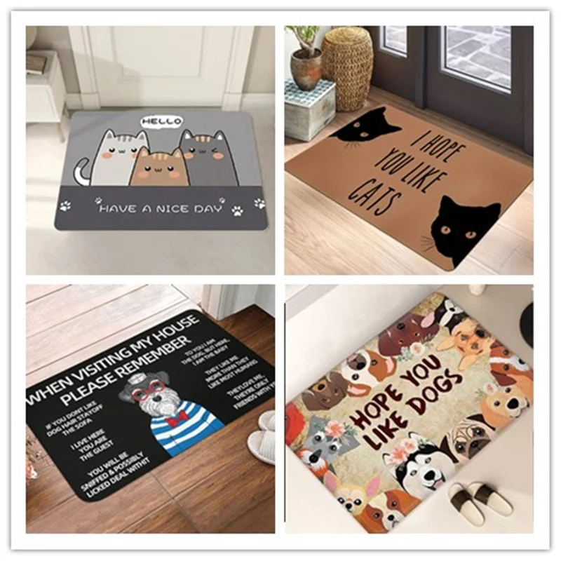 

Черный коврик для ванной с рисунком кота, супер впитывающий кухонный коврик для душевой комнаты, комнатный ковер из диатомита, напольный ковер с животными для ванной комнаты