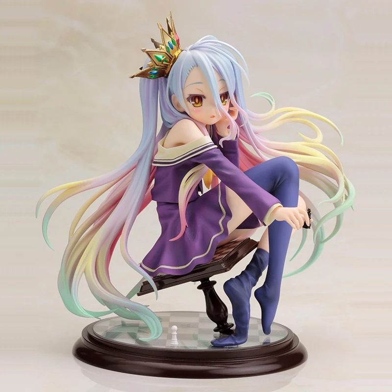 16Cm Japanese Anime No Game No Life Figure Shiro Sitting Posture Cute Pvc Model Statue Otaku Girls Decoration for Fans Toy Gifts