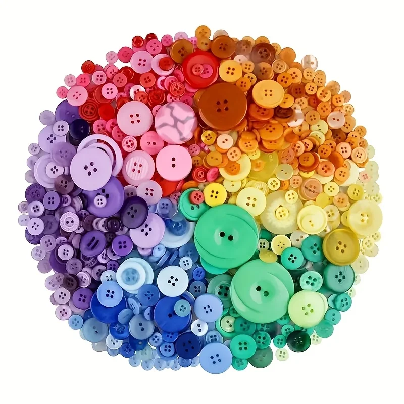 660Pcs Resin Sewing Buttons Mixed Sizes Round Craft Buttons DIY Painting Handmade Garment Scrapbooking Decor Accessories