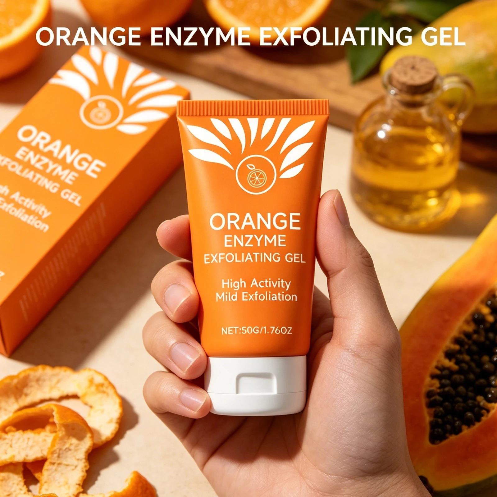 Orange Exfoliating Gel Facial Body Scrub Remove Dead Skin De