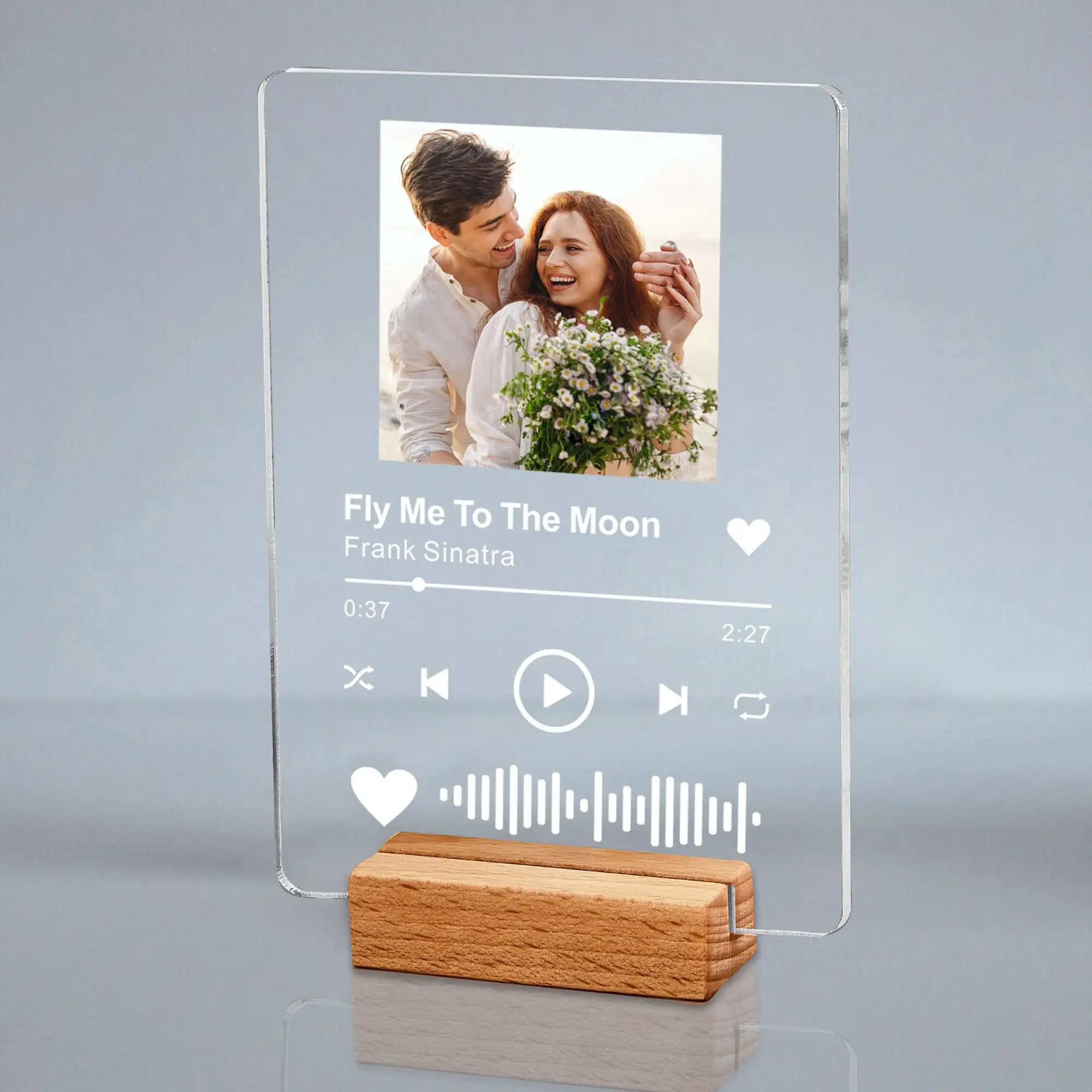 Customized 3D Photo Night Light Music Song Plauqe Acrylic A5 A6 Code Desk Lamp Decor Valentine\'s Day Lover Gift Stepless Dimming