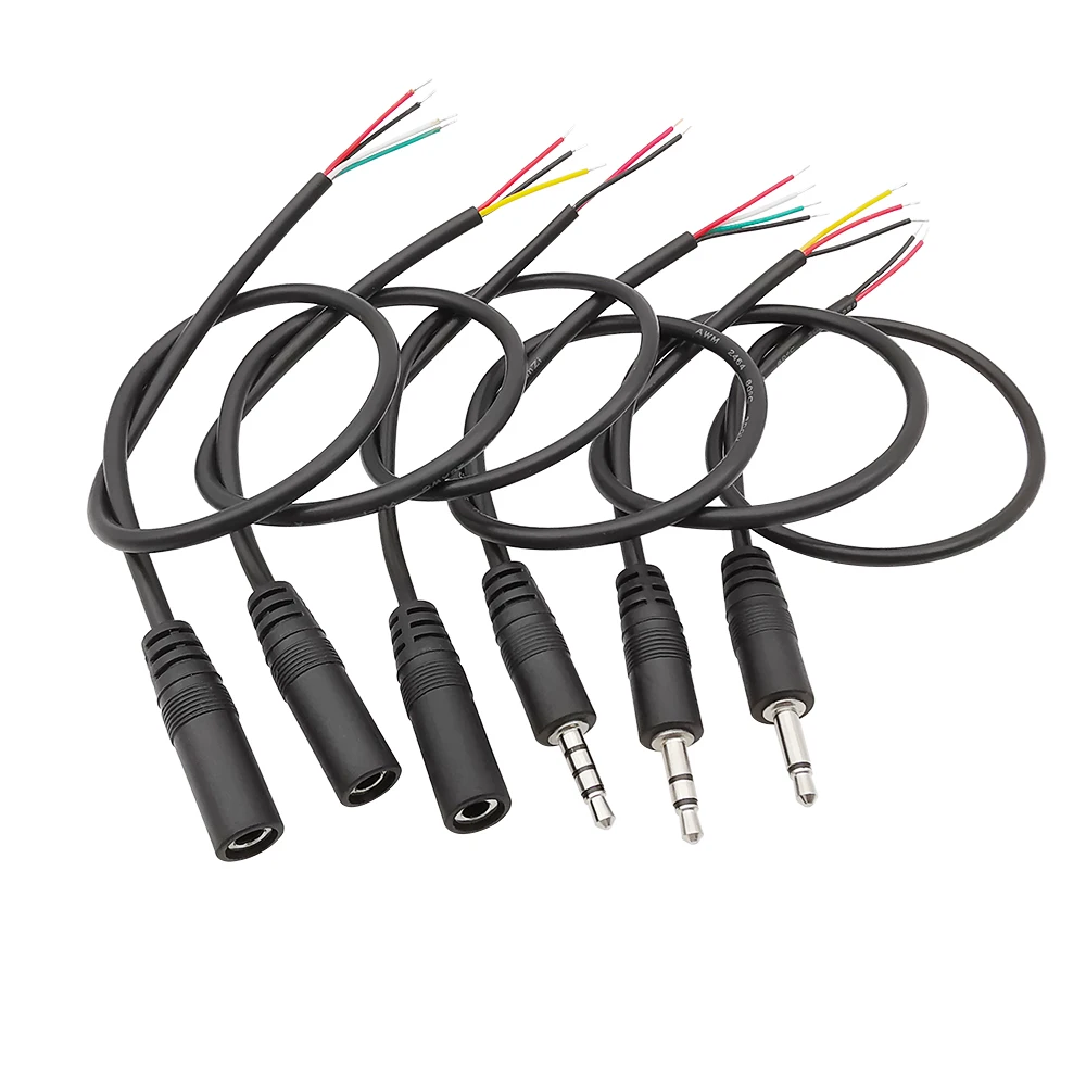 3.5mm 1/8'' Mono/Stereo Wtyczka męska Złącze żeńskie Jack 2/3/4 Pin AUX Przedłużacz DIY Audio Słuchawki Naprawa Kabel 30CM