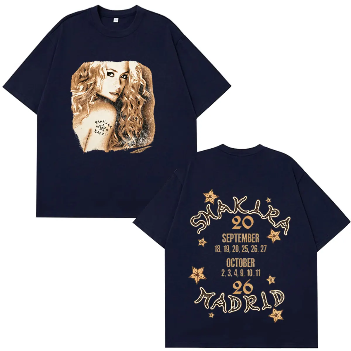 Shakira Las Mujeres Ya No Lloran 2026 Tour Print T-Shirts Herren Damen Mode T-Shirts Lässige Baumwoll-Oversize-Vintage-T-Shirts – Detail 5