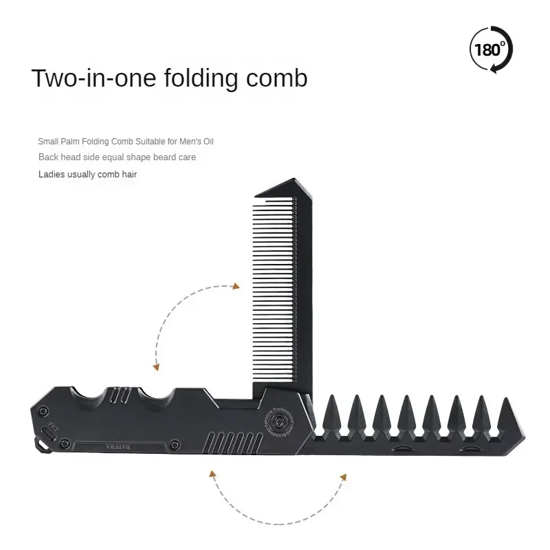 مشط جيب قابل للطي للرجال، محمول متعدد الوظائف، بلاستيك واسع الأسنان، مشط تصفيف شعر اللحية، العناية بالزيت #5