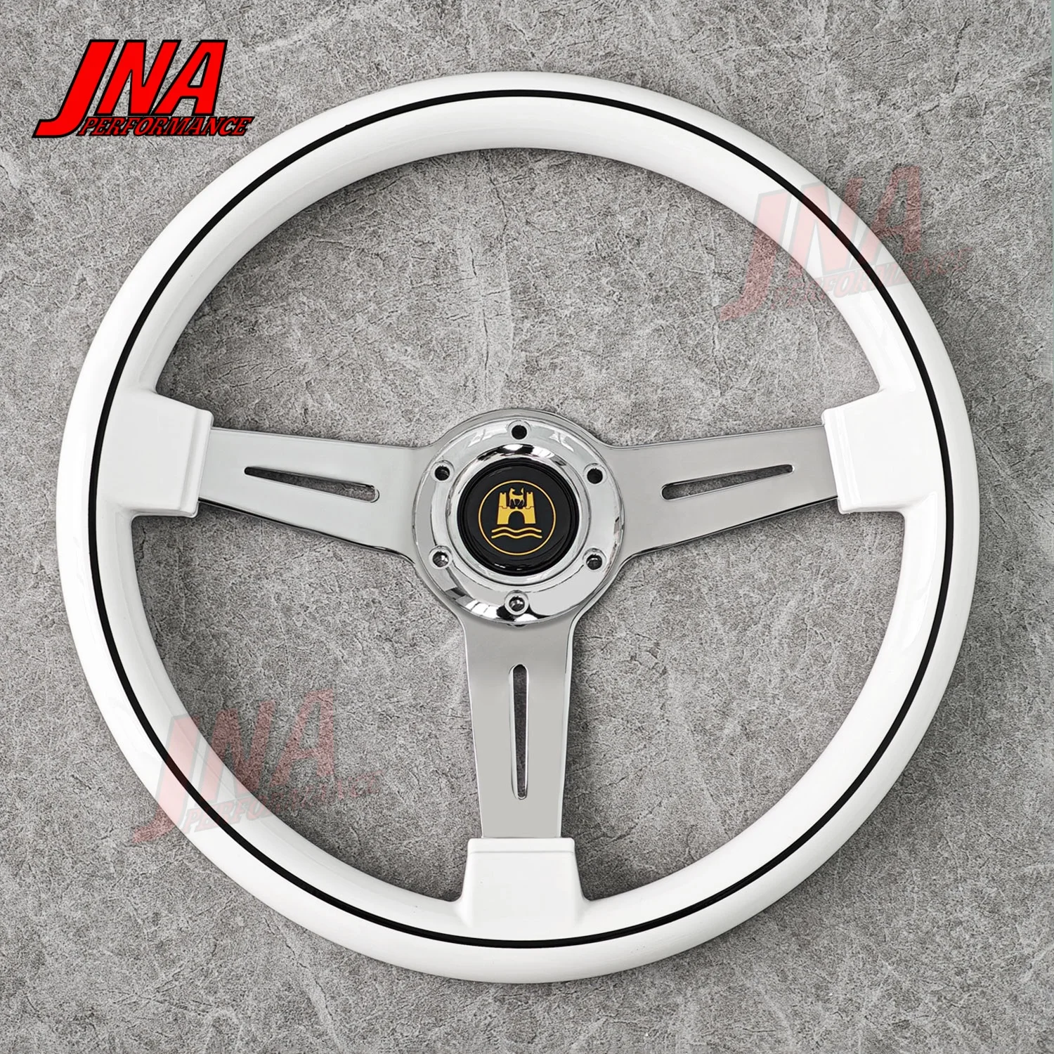 طبق مسطح خمر الأبيض ABS عجلة القيادة العالمي سيارة رياضية ضبط عجلة القيادة PC-ST06