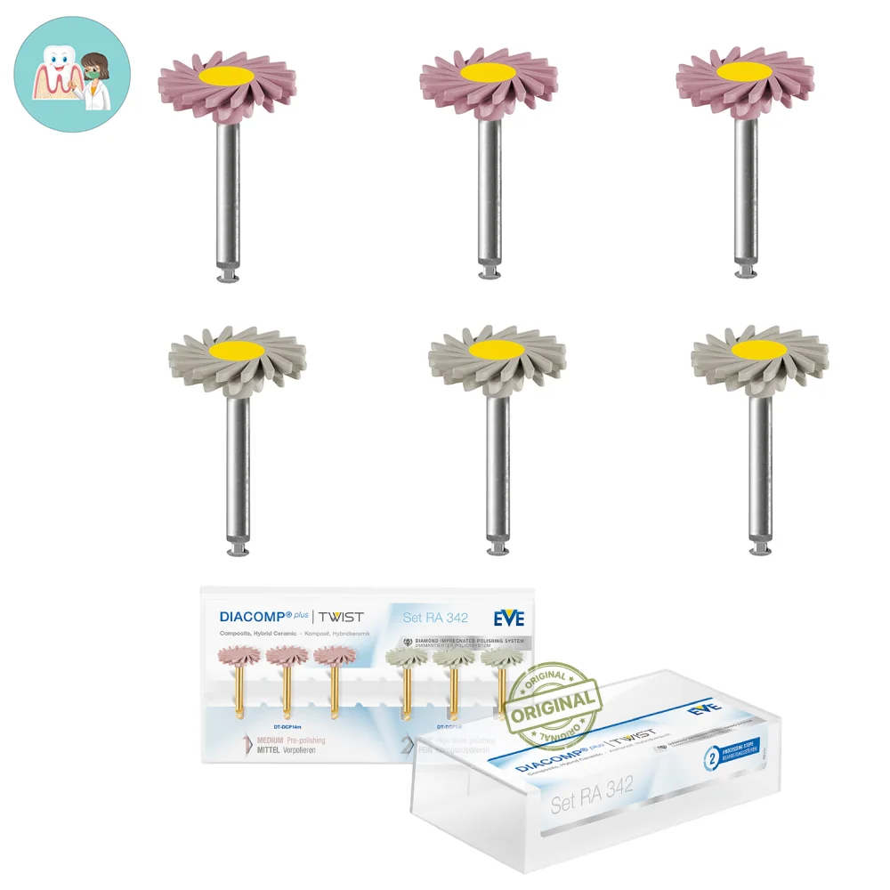 

Dental EVE Diacomp Plus Twist Dual-Action Polishing System (2-Step Protocol) for Ceramic/Composite/Metal - Ref.9086