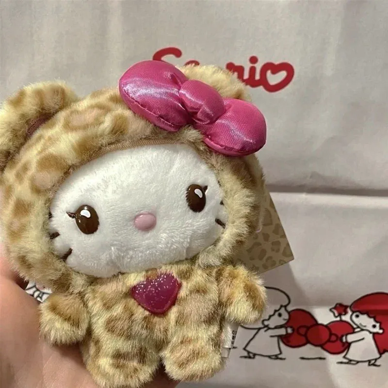Heißer 2025, MINISO Kawaii-Katzen-Schlüsselanhänger, süßer Plüsch-Puppen-Taschenanhänger mit Schleife, Leopardenmuster, Reißverschluss, Geschenk für Mädchen, Geburtstagsgeschenke