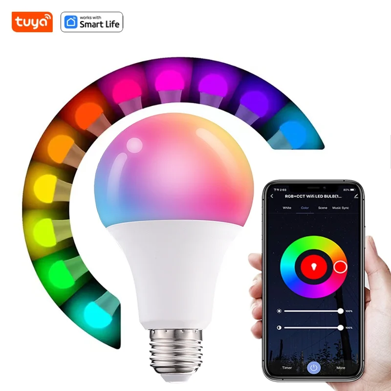 E27 Tuya Smart LED Birne APP Steuerung Dimmbare Licht Bluetooth RGB Lampe 220V Schlafzimmer Dekoration Party Beleuchtung Smart Leben