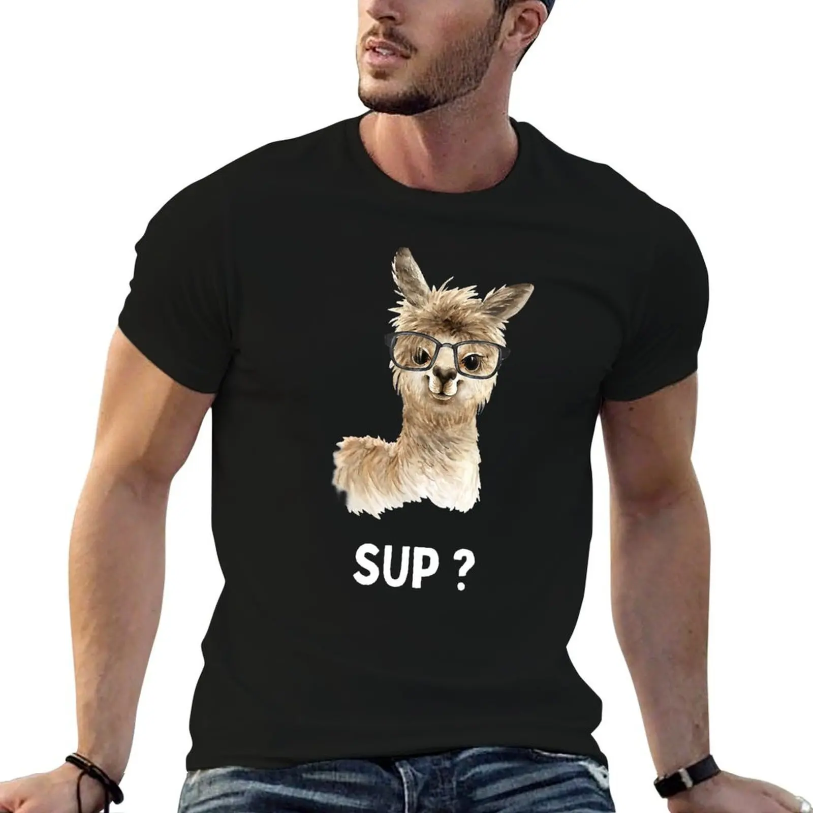 

Llama with glasses Funny saying Llama Alpaca T-Shirt man t shirt graphic t shirt man cotton T-Shirt