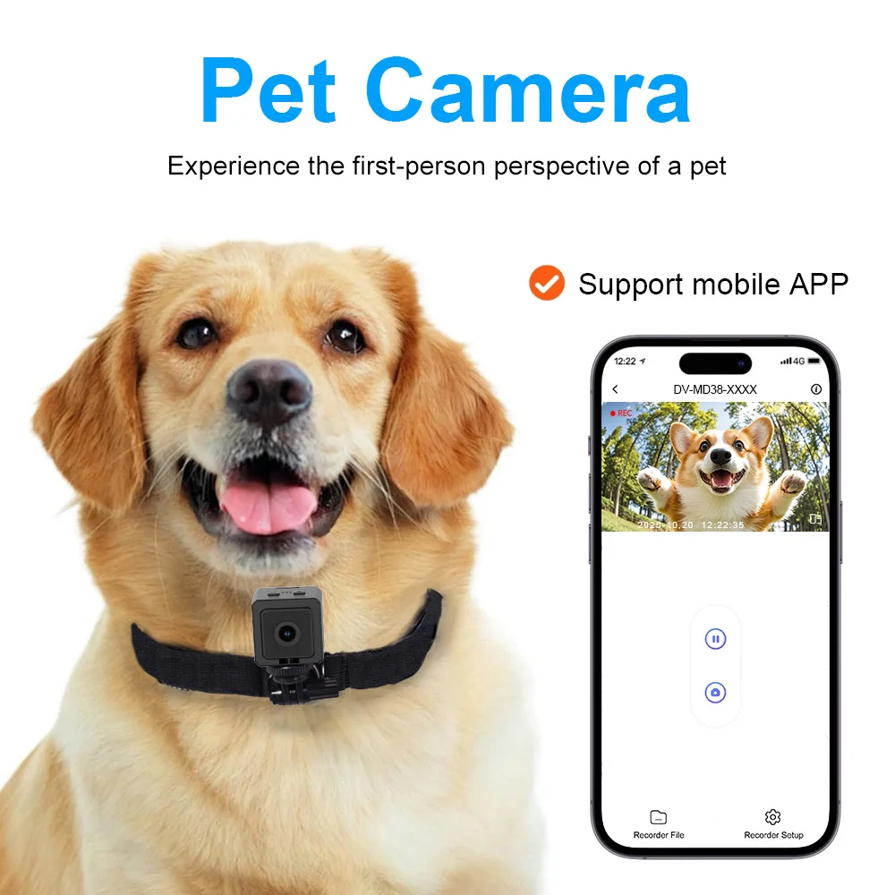 WiFi Pet Camera for Dogs Cats Magnetic Suction Pet Monitor 360° Wide-angle Wearable 1080P Baby Monitor Motion Camera