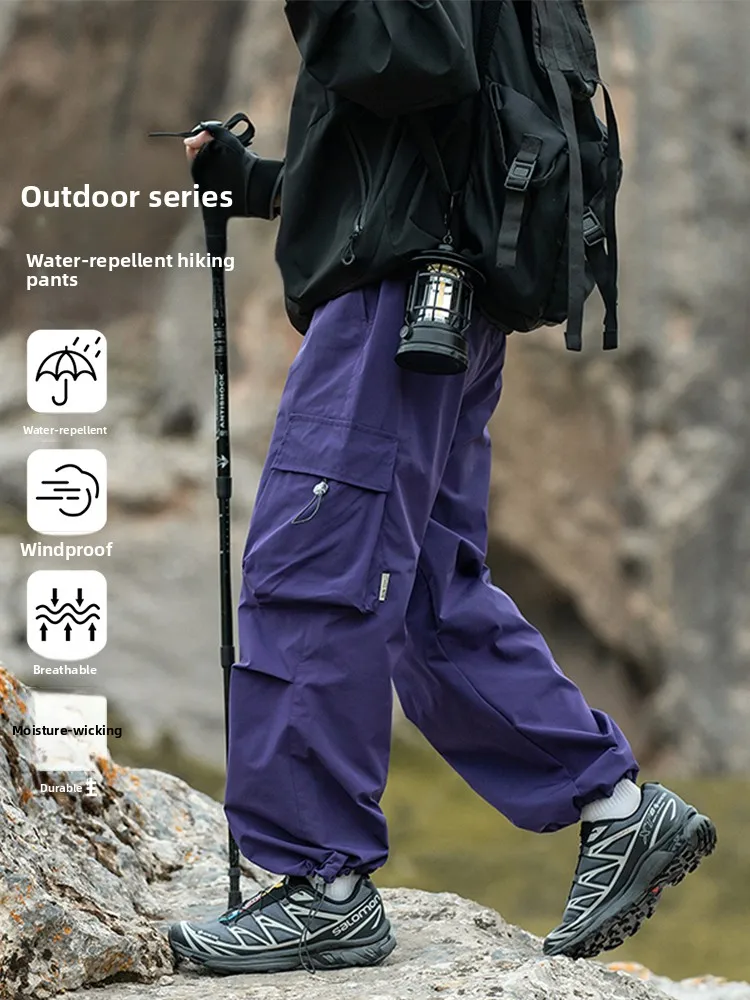 

Водонепроницаемые походные брюки мужские свободного кроя, прямые рабочие брюки, спортивные брюки для активного отдыха, осенне-зимние модные брюки