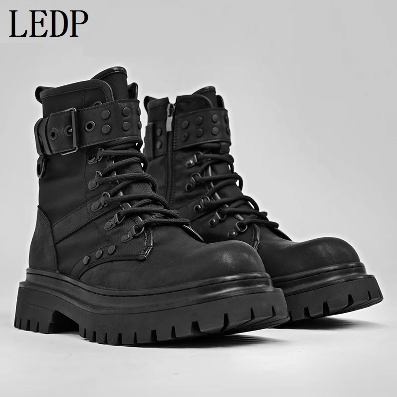 

LEDP Chelsea Boots Men's 2025 Autumn Vintage British Casual Multi-Purpose Two-Layer Thick Leather Sole Motorcycle Short Boots