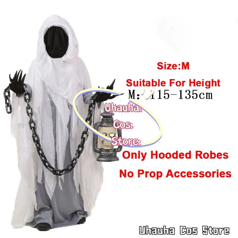 Halloween Adult Child Lantern Ghost Performance Costume Terrifying Ghost with No Face Disguise Party Role-playing Stage Outfit