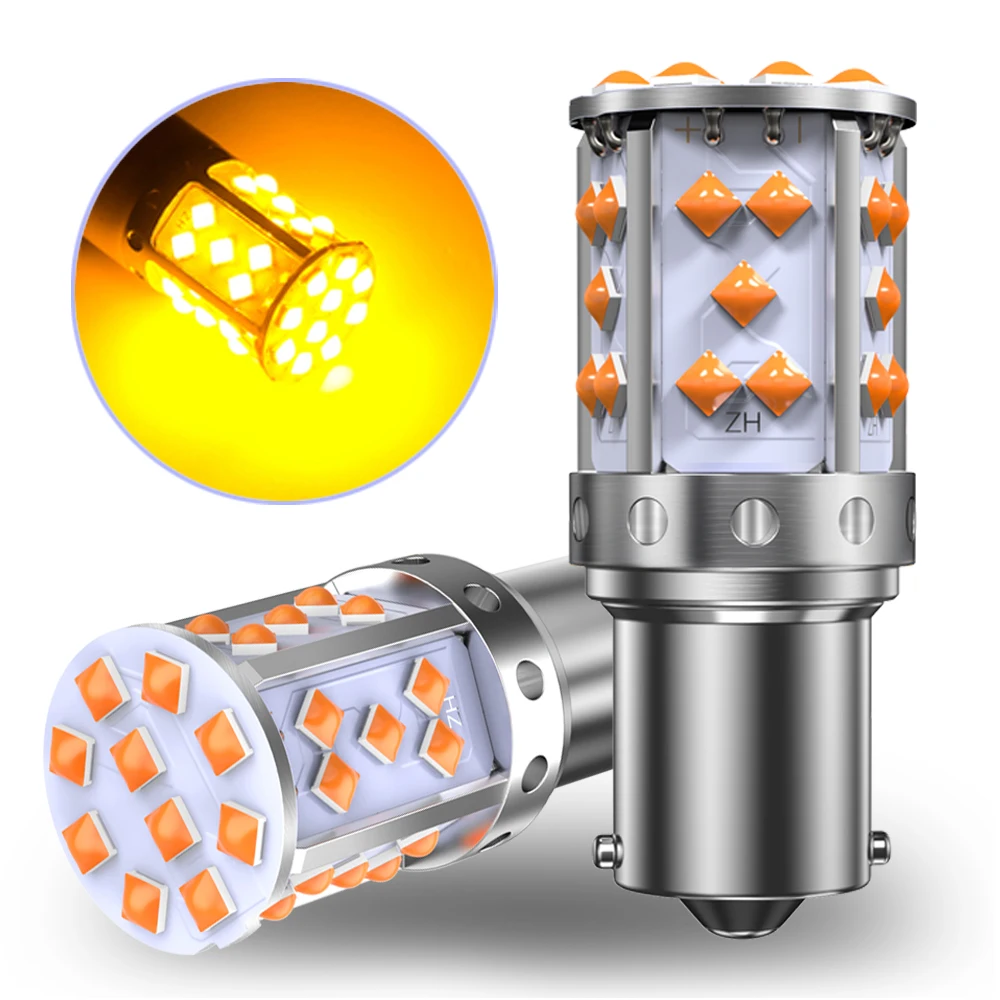 2 stücke LED P21W 1156 BA15S PY21W BAU15S 3030 35SMD Birne Canbus Freies T20 7440 W21W Lampe Für Auto blinker Licht Hintergrundbeleuchtung Orange