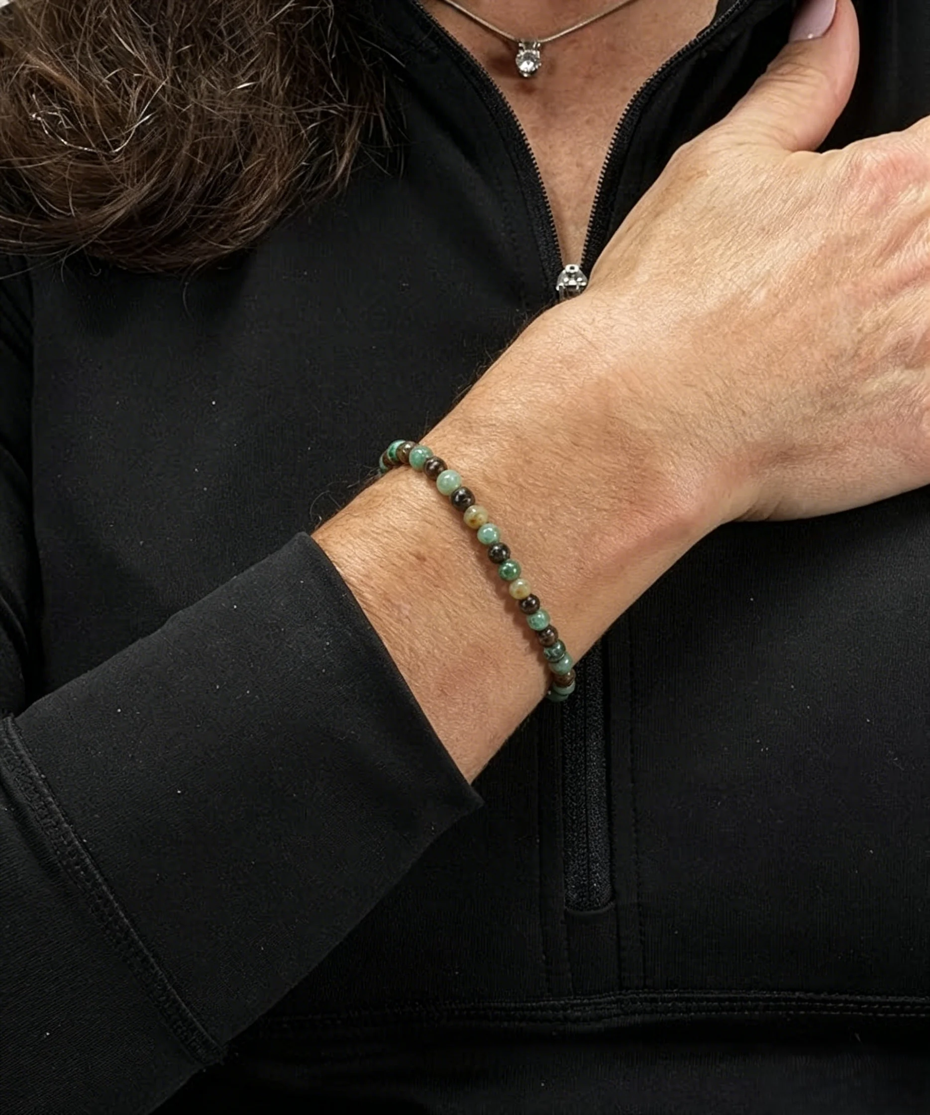 UGcrystal Natural Stone Bracelets 4mm Round Beads African Turquoise Gemstone Beaded For Women and Men Balance Work Life Jewelry