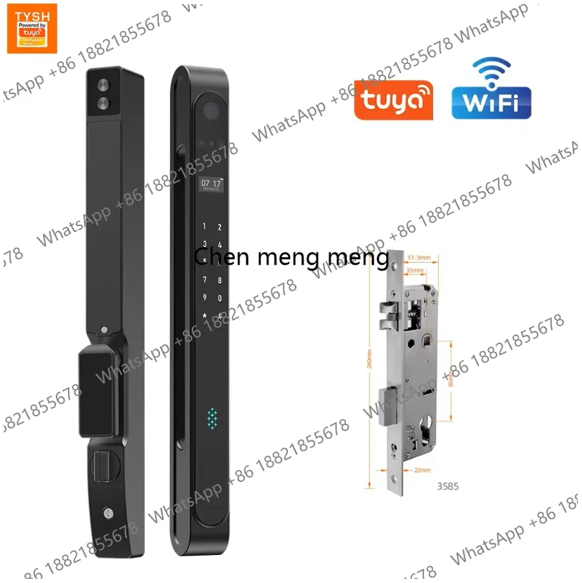Aluminum Sliding Door Lock Smart Door Lock 3D Face Unlock IP68 Waterproof Password Electronic Key IC Unlock