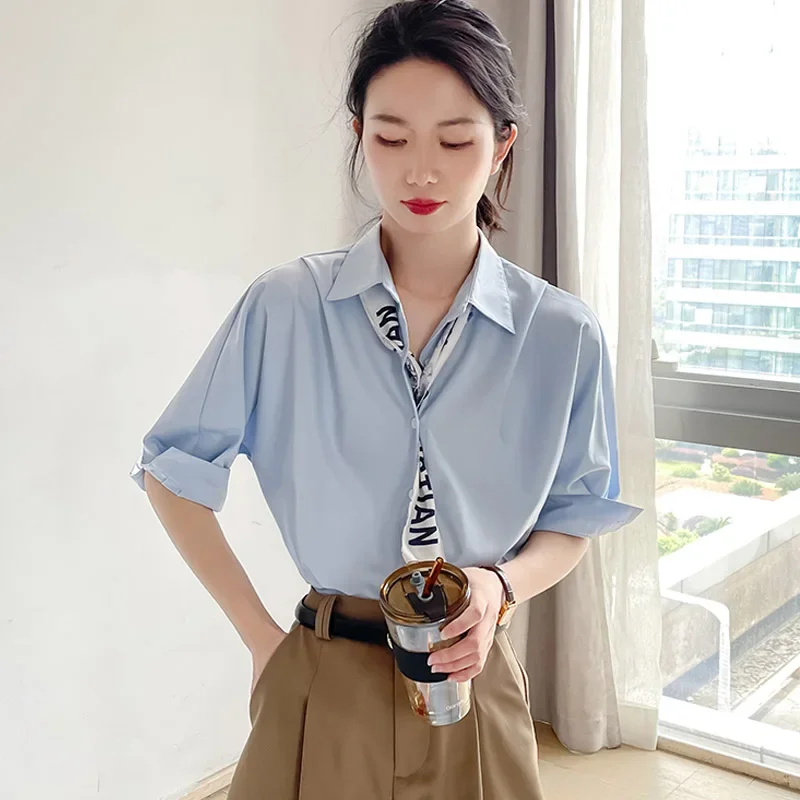 

Винтажные женские блузки, однотонные рубашки с бантом, модная свободная французская летняя одежда, шифоновые женские топы с короткими рукавами