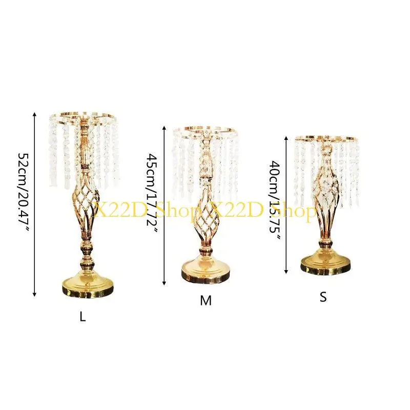 X22D كريستال شرابة الخرز شموع حامل زهرة مزهرية زخرفة ديكور المنزل #6