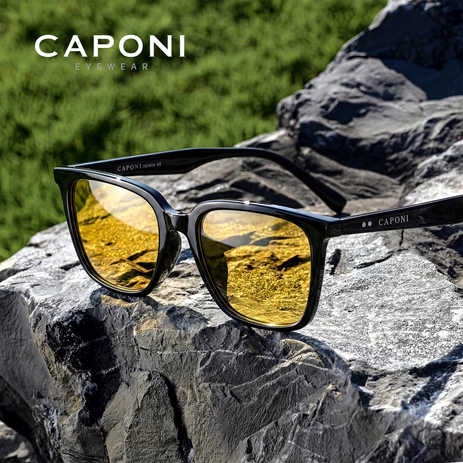 

CAPONI ночного видения мужские солнцезащитные очки TR ночное вождение фотохромные коричневые солнцезащитные очки уличные UV400 желтые оттенки BSYS23042