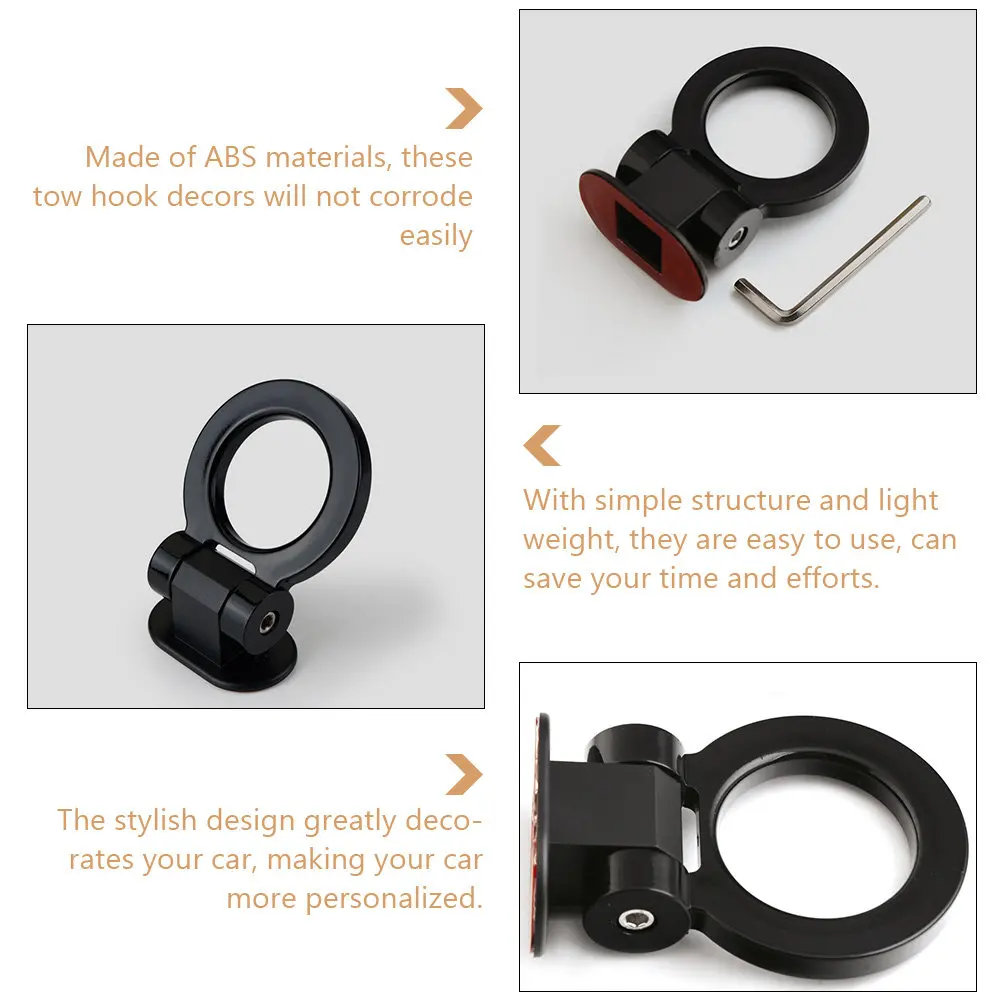 Auto Exterior Decor Car Tow Hook Sticker ABS Long-Lasting Simulation Trailer Tow Hook for Vehicle Modified Styling Bumper Decor