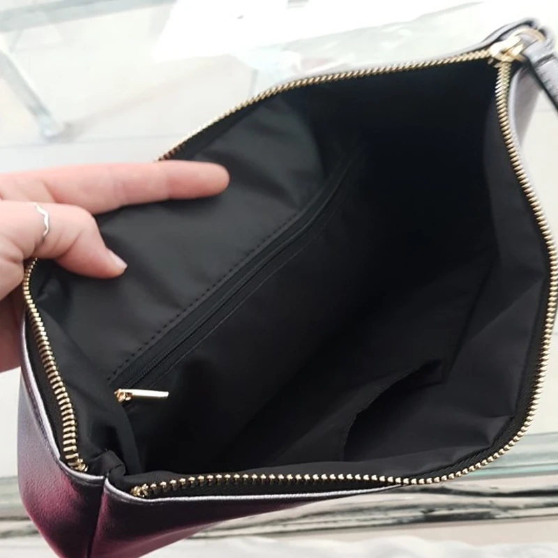 A4 Size Metallic Color Clutch Bag Soft PU Leather Luxury Wedding Evening Pouch Large Capacity File Zipper Women Bag