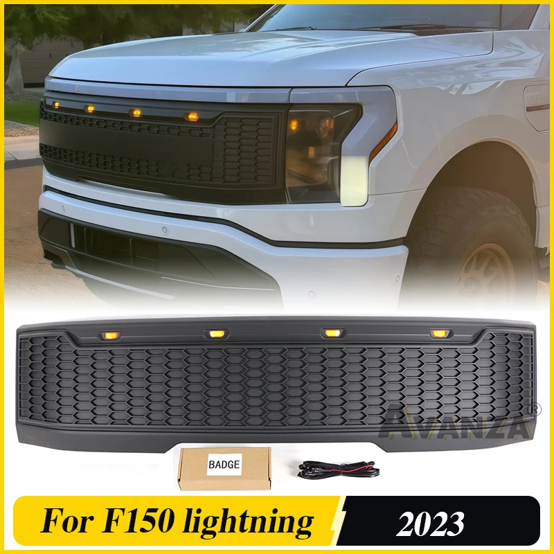 

F-150 Front Grill With Led Lights Bumper Grille Auto Parts Accessories Fits For 2023 Ford F150 Lightning Grill