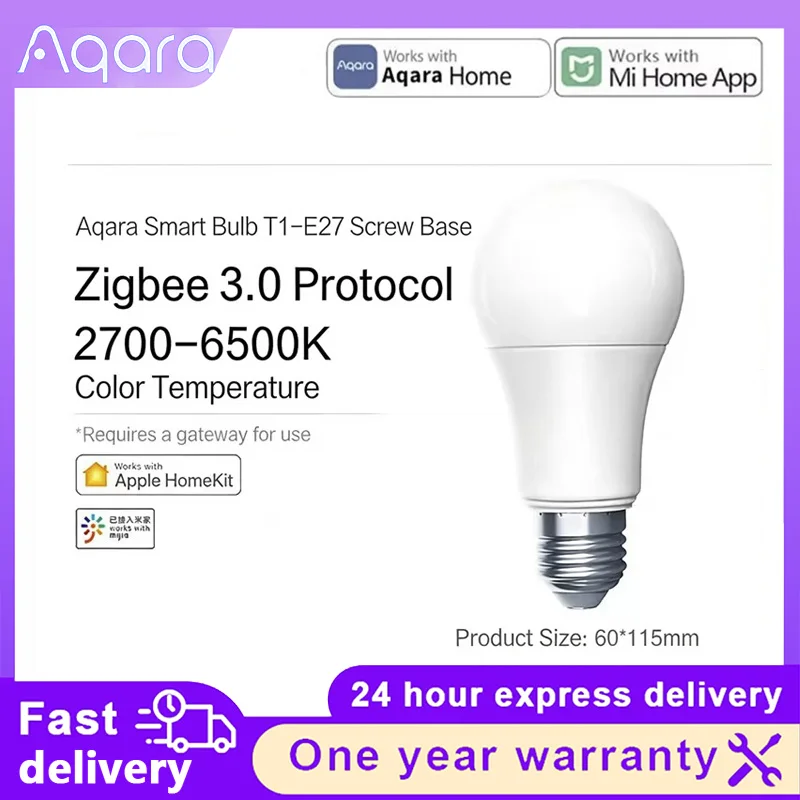 Aqara T1 Smart LED Bulb Zigbee 3.0 E27 2700K-6500K 220-240V Led Light Bulb APP Remote Lamp Light LED Bulb For Mi home Homekit