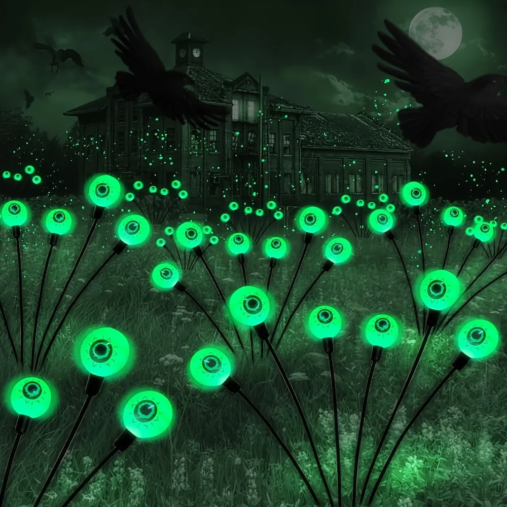 

1Pack Wind-Powered Eye Bulbs with 6 Solar-Powered LED Bulbs Halloween-Themed Outdoor Garden Decor for Yard Lawn Halloween