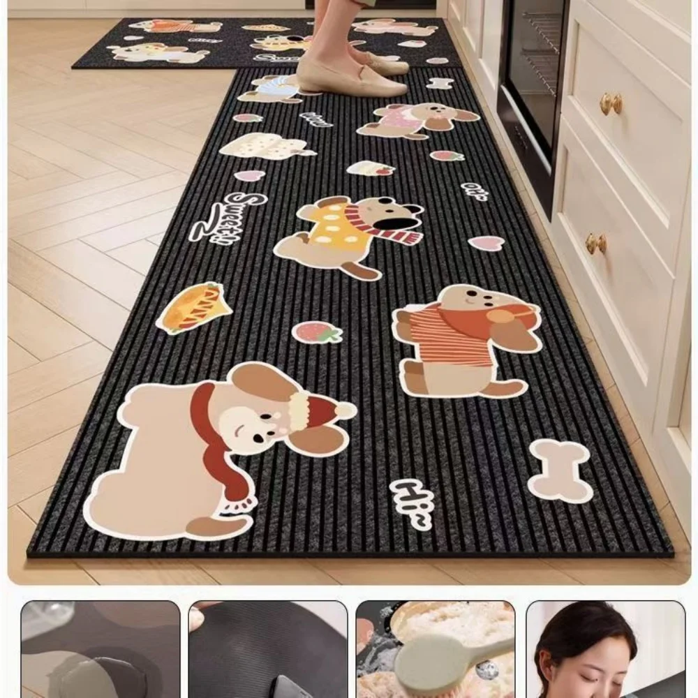 VIKAMA Reusable and Drip-Free Kitchen Floor Mat  New Silica Clay Anti-Slip Water Absorbing Anti-Oil Foot Pad for Home Decoration