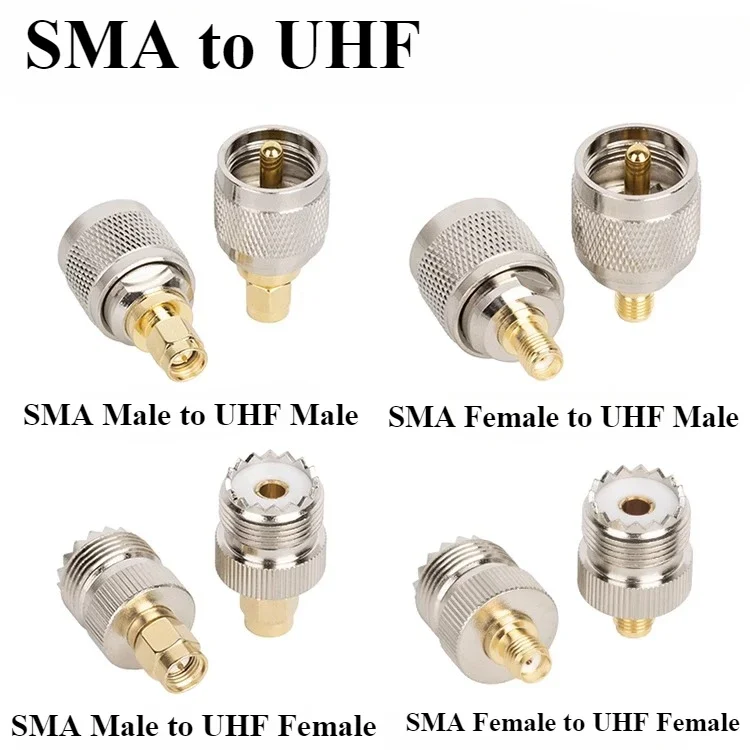 2pcs/lot Sma To Uhf Connectors Kit Uhf To Sma Male Female Rf Coax Adapter Gold Plated For Fpv Antennas Wi-fi Radios