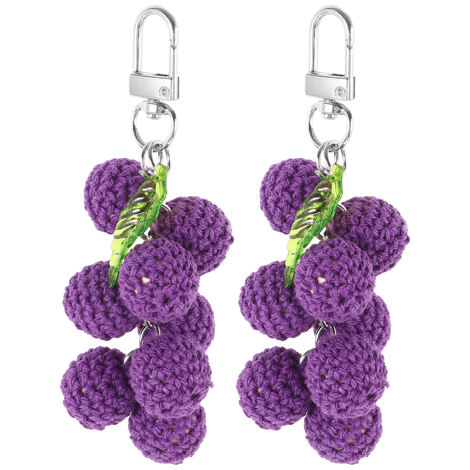 

2pcs Handwoven Grape Keychain Boho Style Bag Pendant Key Ring Car Accessory Hanging Charm Cotton Woven Unique Keychains Phone