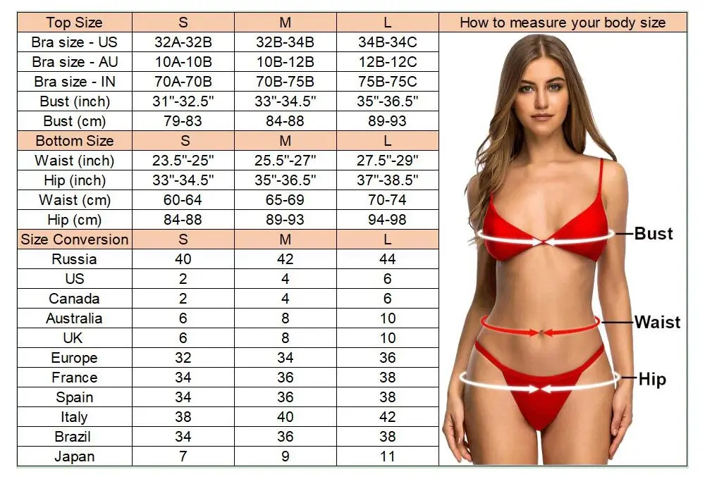 Damen-Bademode, roter, aufreizender, ausgeschnittener, brasilianischer Bikini, zweiteiliger Bikini-Set, gepolsterter Badeanzug, Badebekleidung, Damen-Bikini V702. – Detail 1
