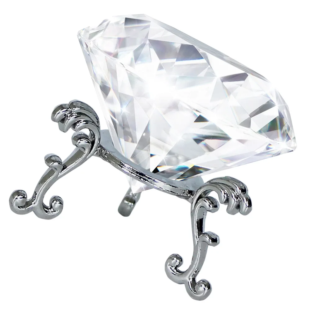 

1Set Crystal Diamond Paperweight Desktop Adornment Large Crystal Diamond with Stand Durable Practical Home Decor