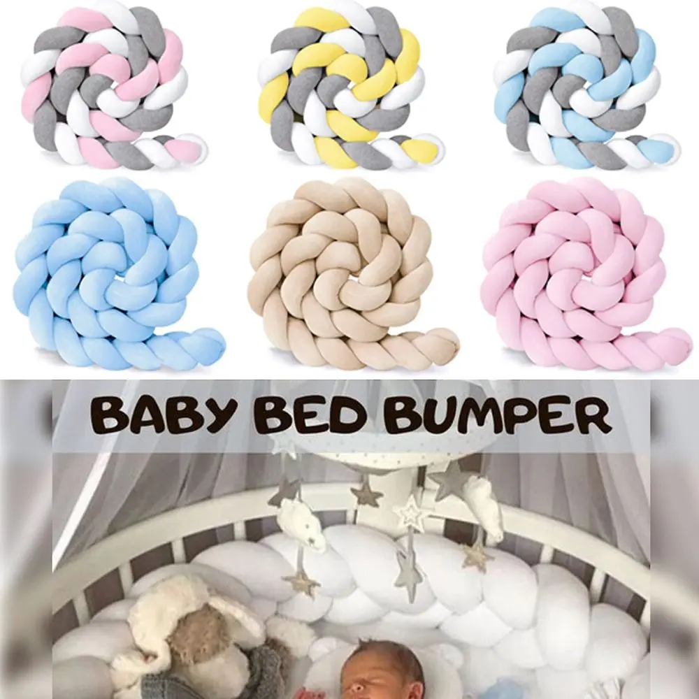 Soft Braided Cot Bumper Skin-friendly Washable Braid Pillow Crib Protector Side Sleeping Pillow Breathable Cradle Protector