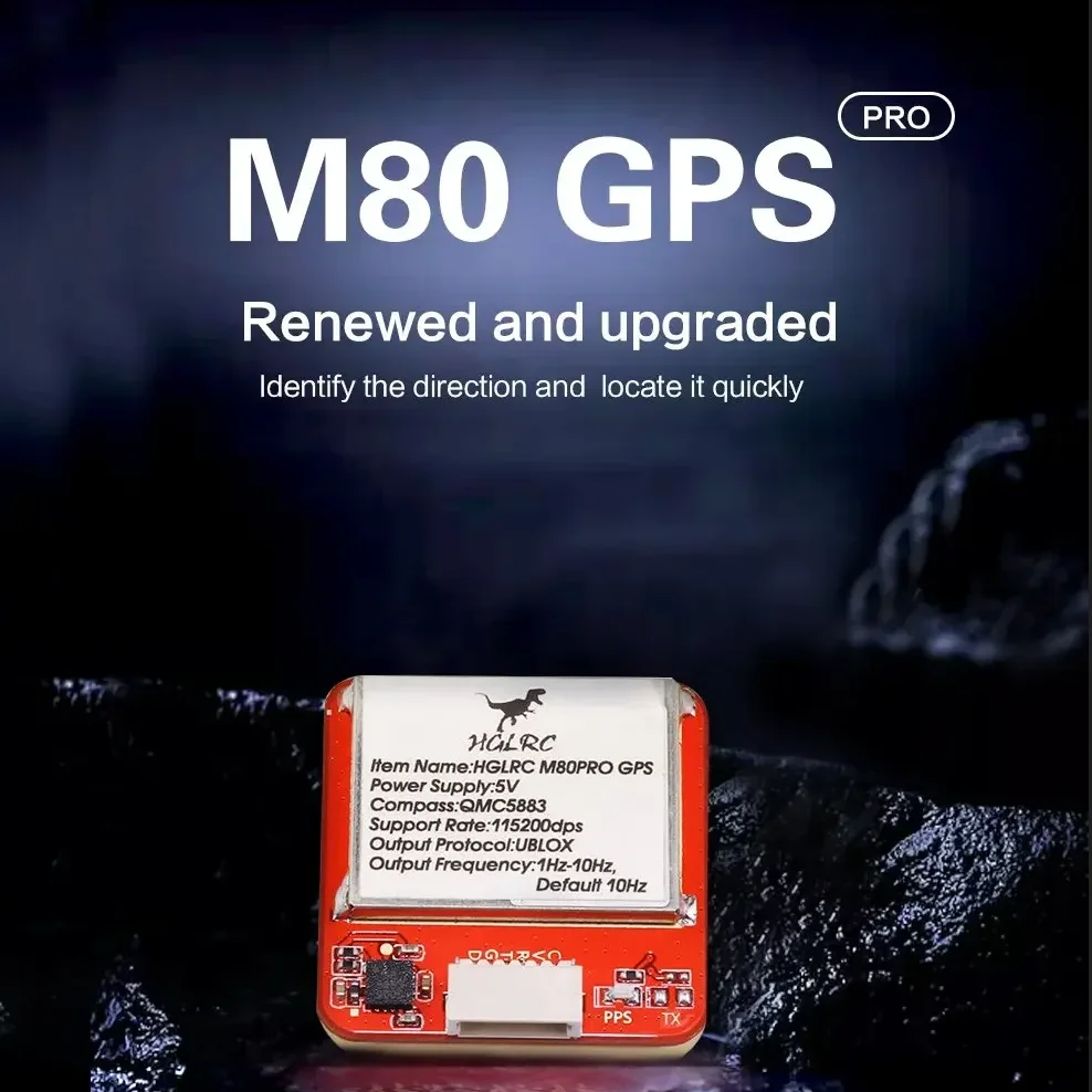 

HGLRC M80 PRO M80PRO GPS GLONASS GALILEO QZSS SBAS BDS QMC5883 Compass 5V Power 25mm x 25mm x 8.3mm For FPV Drones Fixed-wing