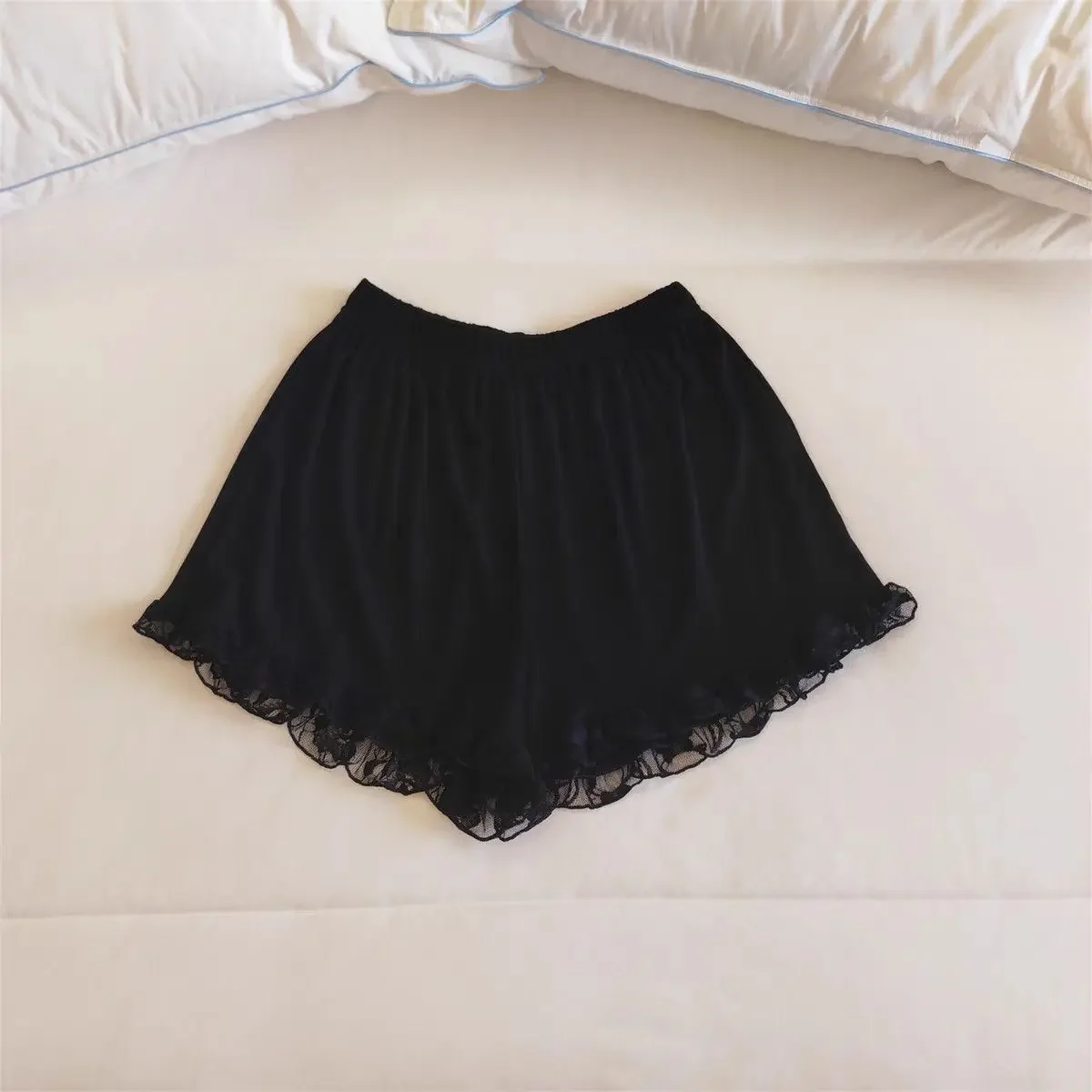 

Шорты женские кружевные однотонные модные слипоны с эластичной резинкой на талии тонкие летние штаны элегантные женские повседневные свободные пижамные штаны