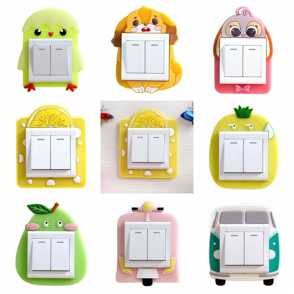 Dust Protective Silicone Switch Sticker Fruit Animal Luminous Switch Cover Silicone Transportation Decoration Stickers Room