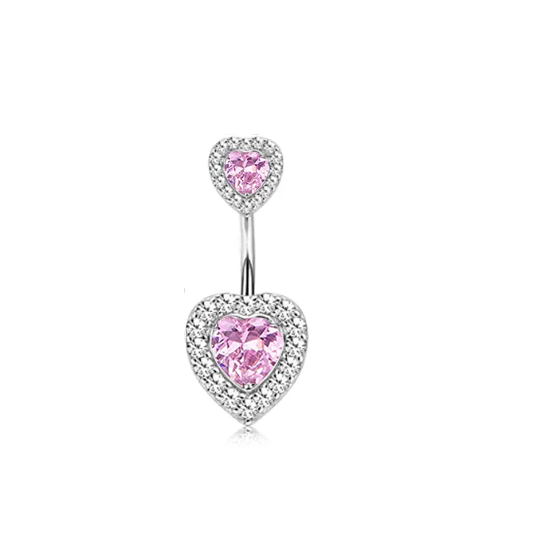 1PCS Rosa Krone Bauchnabel Ringe Schmuck Edelstahl Herz Nabel Piercing Barbell Kristall Nette Bauch Ringe Für Frauen Mädchen