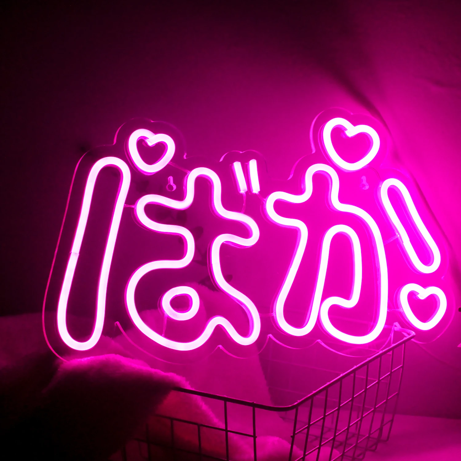 Simpatico insegna al Neon giapponese a LED per la stanza di casa Kawaii Pink Artistic Love Panel Lights Custom Party Shop Personality Wall Decor