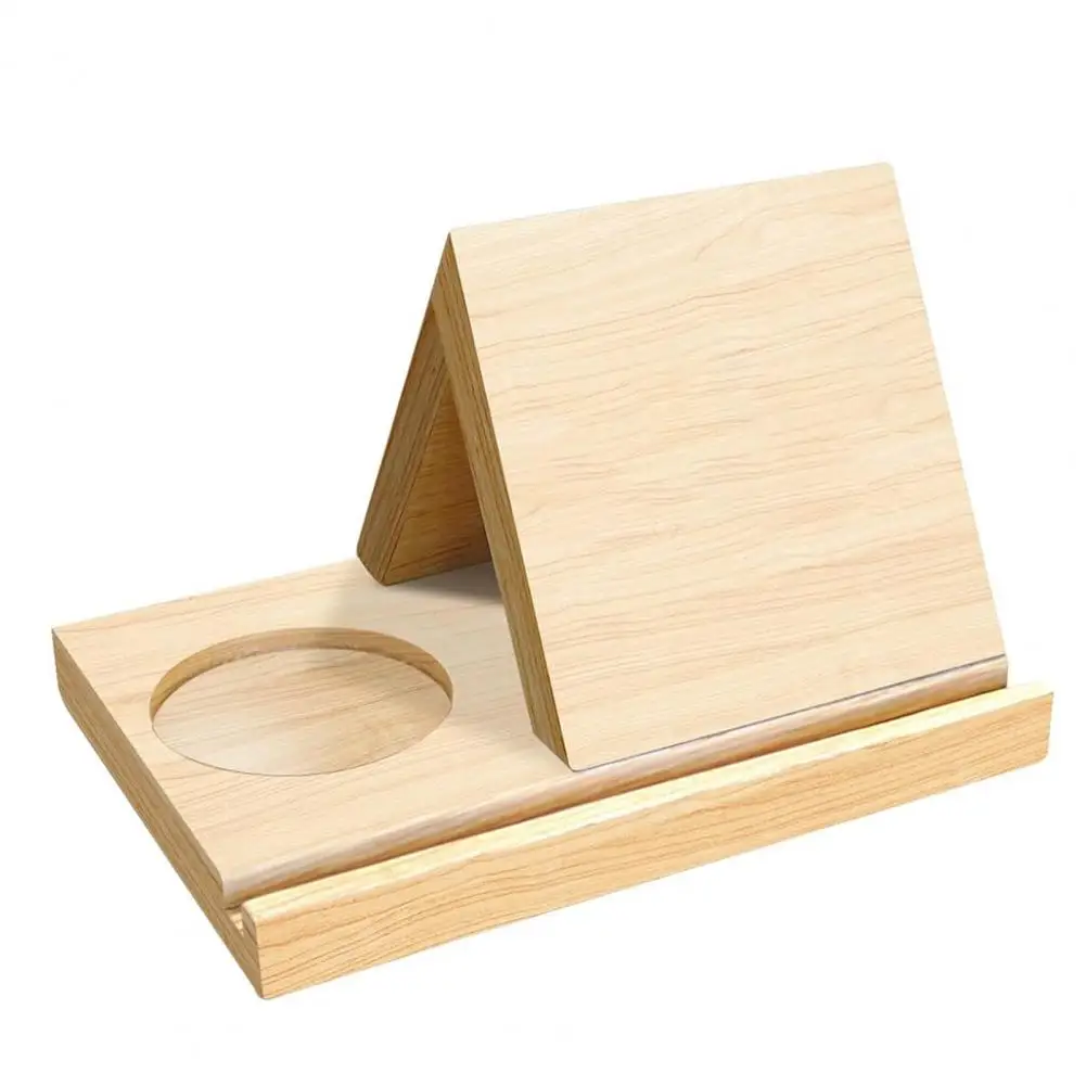 Bedside Table Book Rack Stylish Wooden Triangle Bookshelf with Cup Holder Tablet Slot for Home Organization Reading Convenience