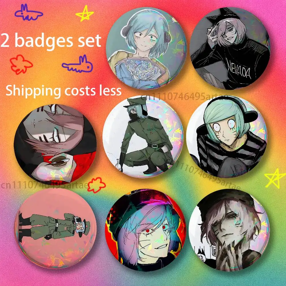 N-Nyon RanfrenS 2-piece set Pins Backpack Clothes Jewelry Accessories Cartoon Round Brooch Button Badge Gifts