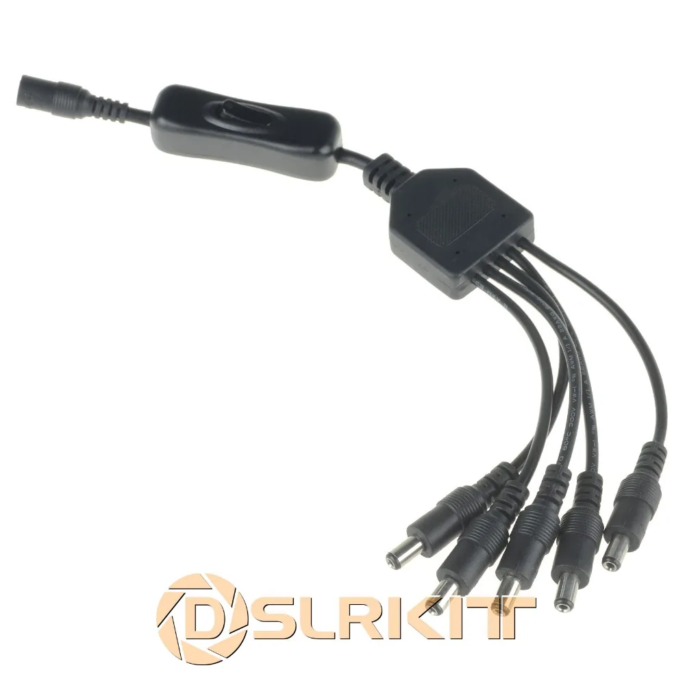 5.5x2.1mm 1:5 Splitter DC Power Cable Cord 1 Female to 5 Male with 1 switch